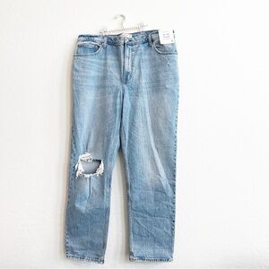 NEW Abercrombie & Fitch Women's 90's Straight Jeans Busted Knee Plus 34/18 Long